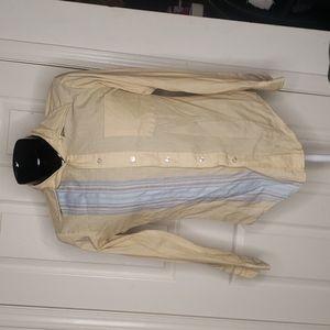 Selkirk Vintage 1960s 1970s Blue & Cream Button Down Shirt Size Medium